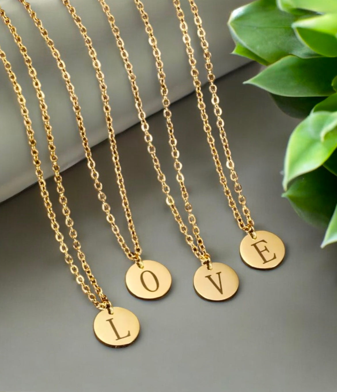 Personalized Initial Disc Necklace – Stainless Steel – Silver or Gold