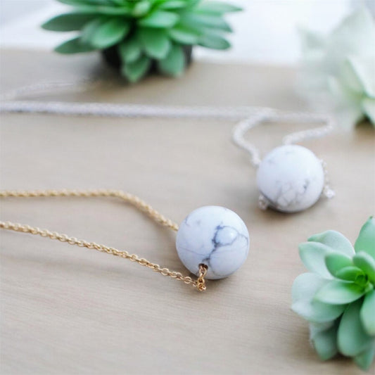 Howlite Crystal Dainty Minimalist Necklace