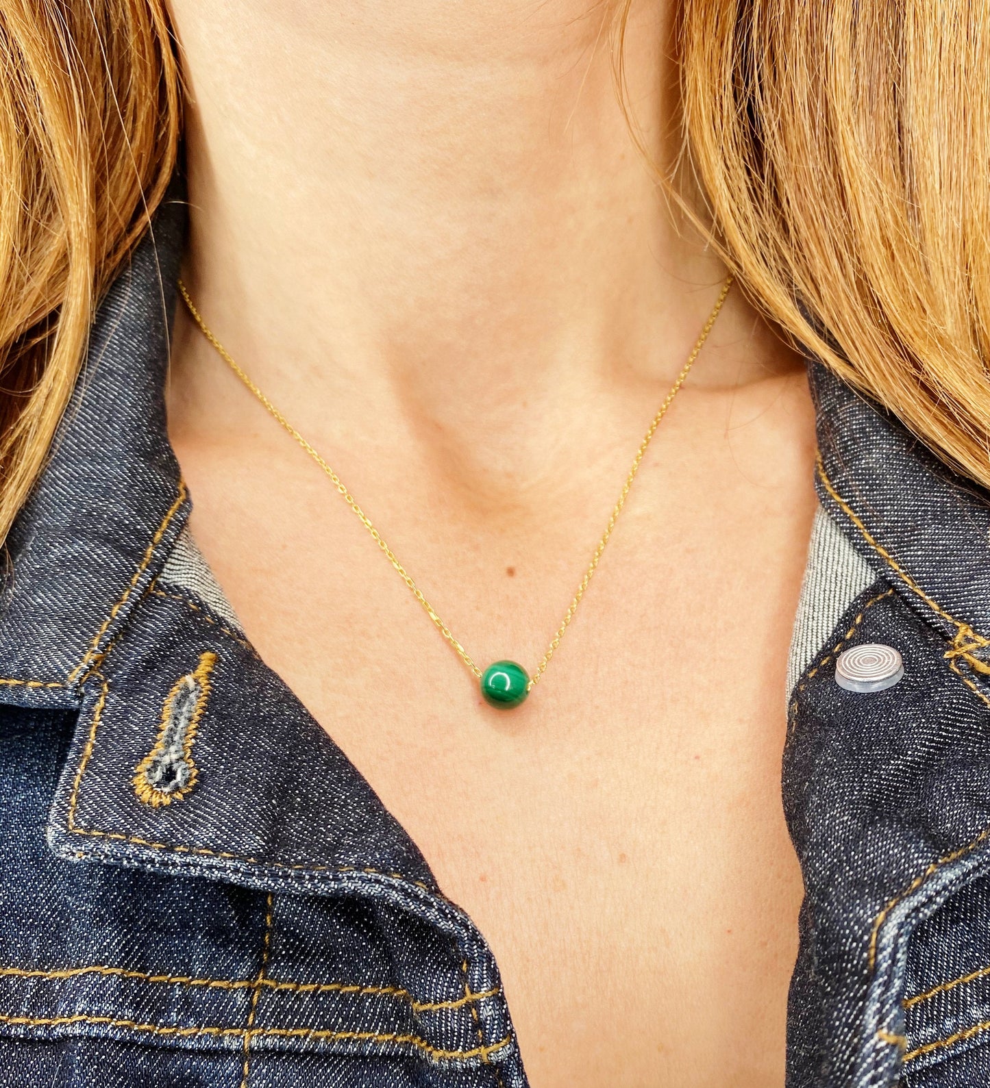 AAA Grade  Malachite Necklace Pendant, Certified Gemstone Handmade Jewelry, Birthstone Necklace, April, Dainty Necklace, Minimalist