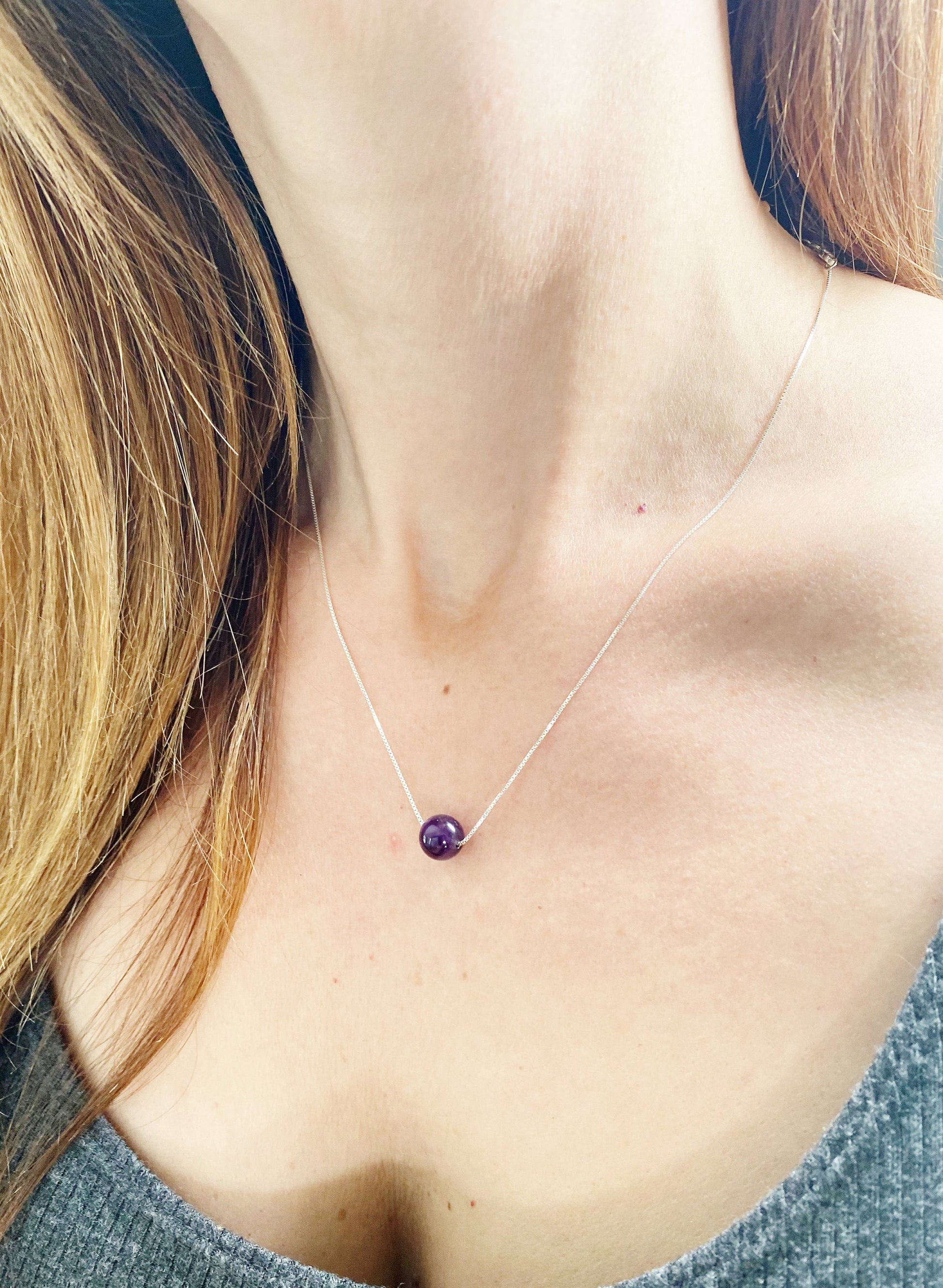 Amethyst Necklace, Healing Jewelry, Birthstone Pendant, February, Handmade Silver and Gold Plated Jewelry, Dainty, Minimalist, Gift For Her