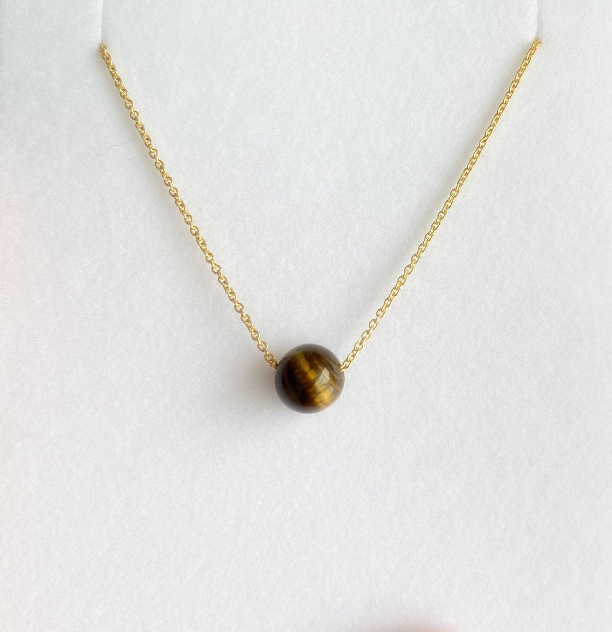 Tiger Eye Gemstone Necklace, Handmade Jewelry, Crystal, Birthstone Pendant,June, Dainty and Minimalist Gift For Her, Healing Powers Necklace