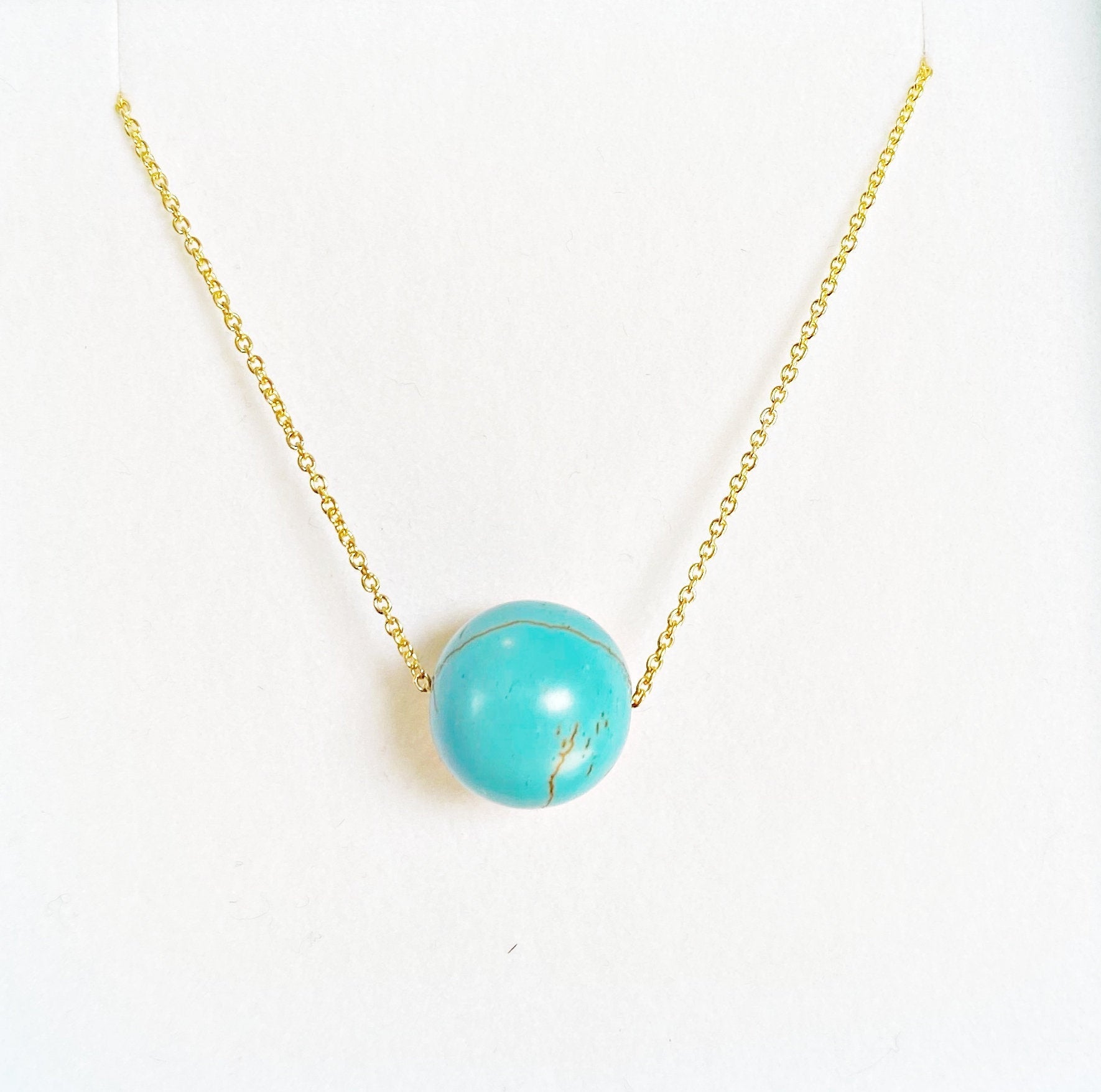 Turquoise Bead Necklace, Turquoise gemstone , Minimalist Jewelry, Handmade Dainty Crystal Jewelry, Gift For Her