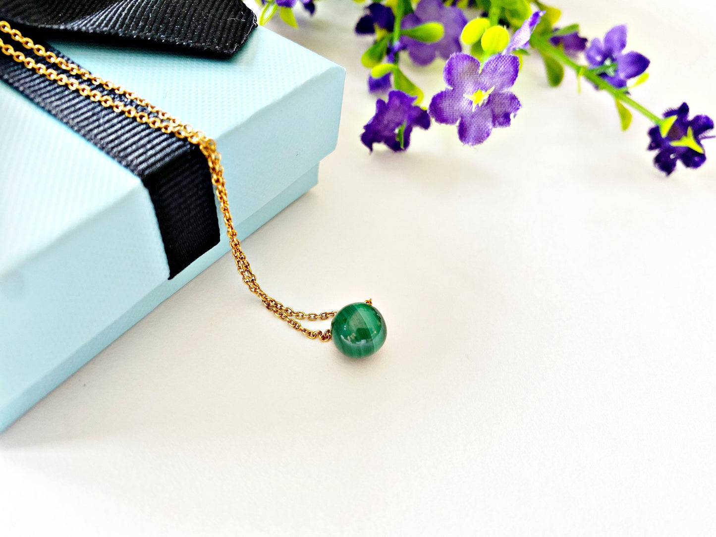 AAA Grade  Malachite Necklace Pendant, Certified Gemstone Handmade Jewelry, Birthstone Necklace, April, Dainty Necklace, Minimalist